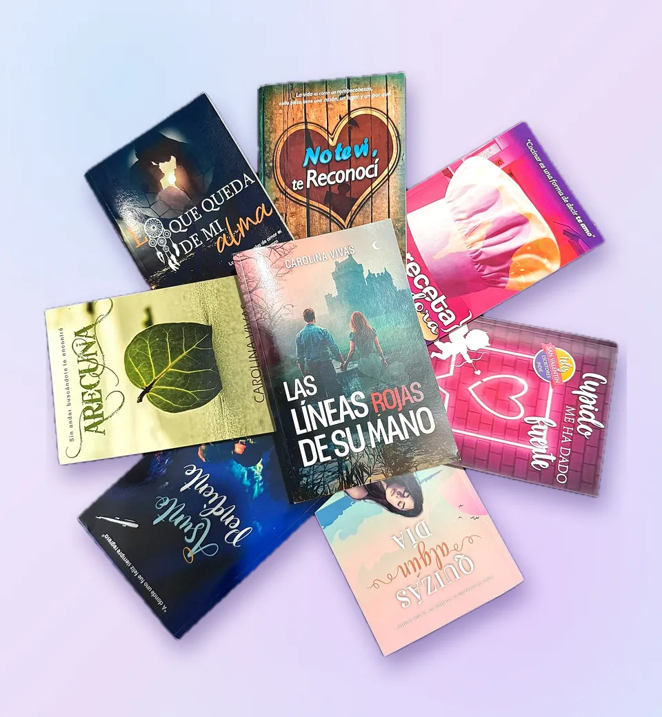 Novelas en papel de Carolina Vivas: Las líneas rojas de su mano, No te vi, te reconocí, Arecuna, Asunto pendiente y más